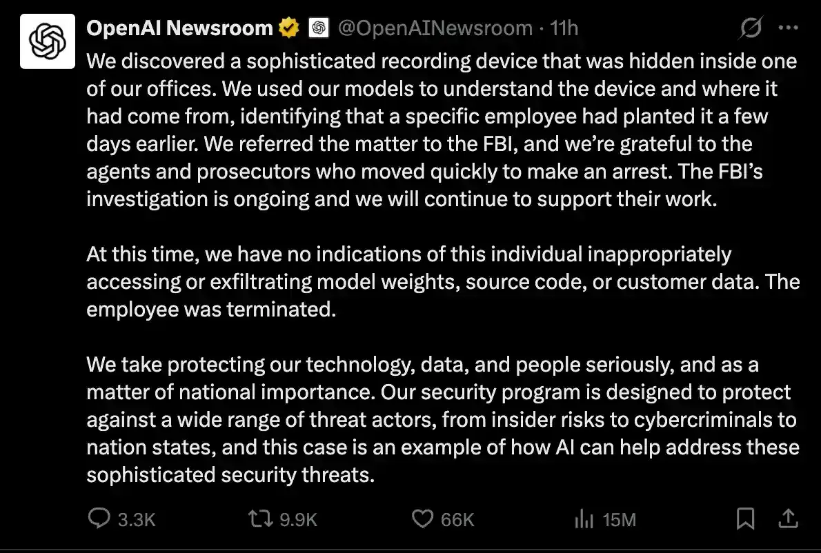OpenAI newsroom tweet